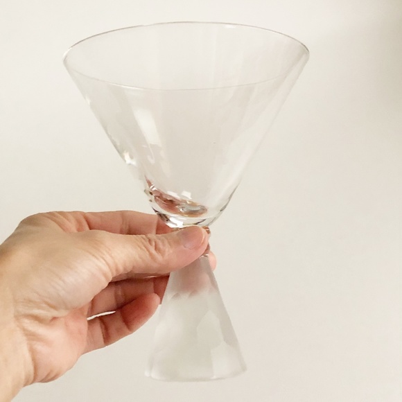 3-Martini Glass Frosted Honeycomb Weighted Stem 2" Thick Hand Blown Z Gallerie? - Picture 8 of 11